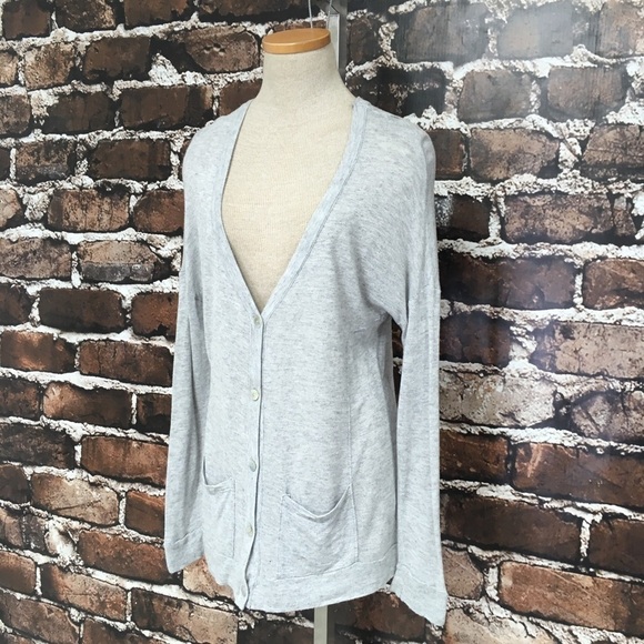 Revolve LA Made Sweater Cardigan Gray Pockets Button Small - Picture 4 of 13